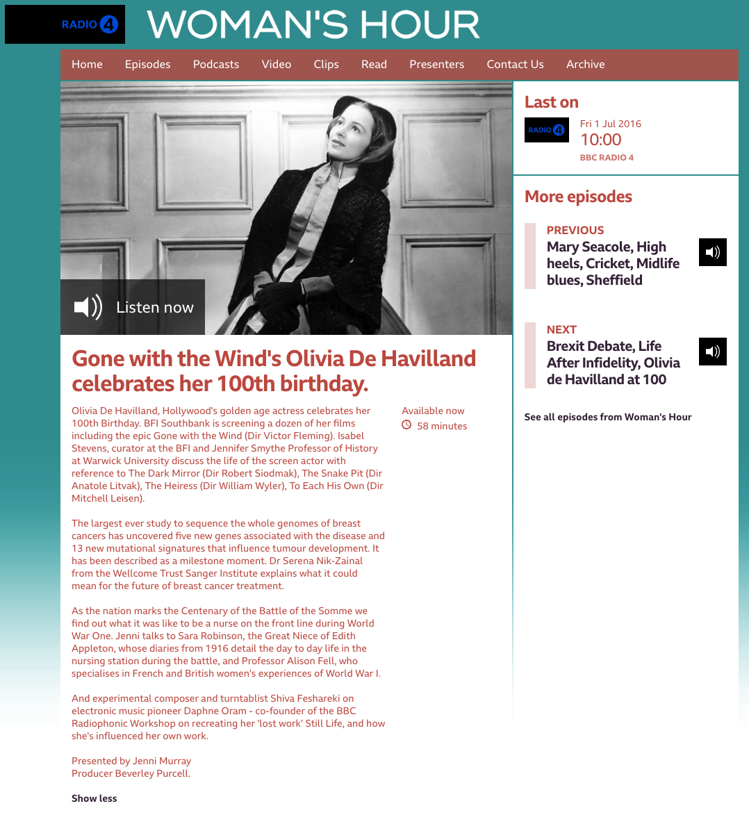 'Still Point' on BBC Woman's Hour