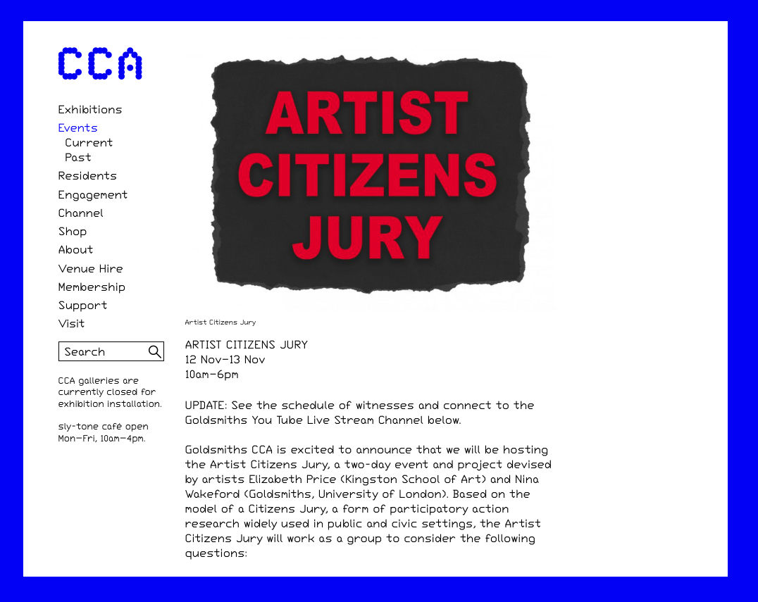 Artist Citizens Jury, Goldsmiths CCA