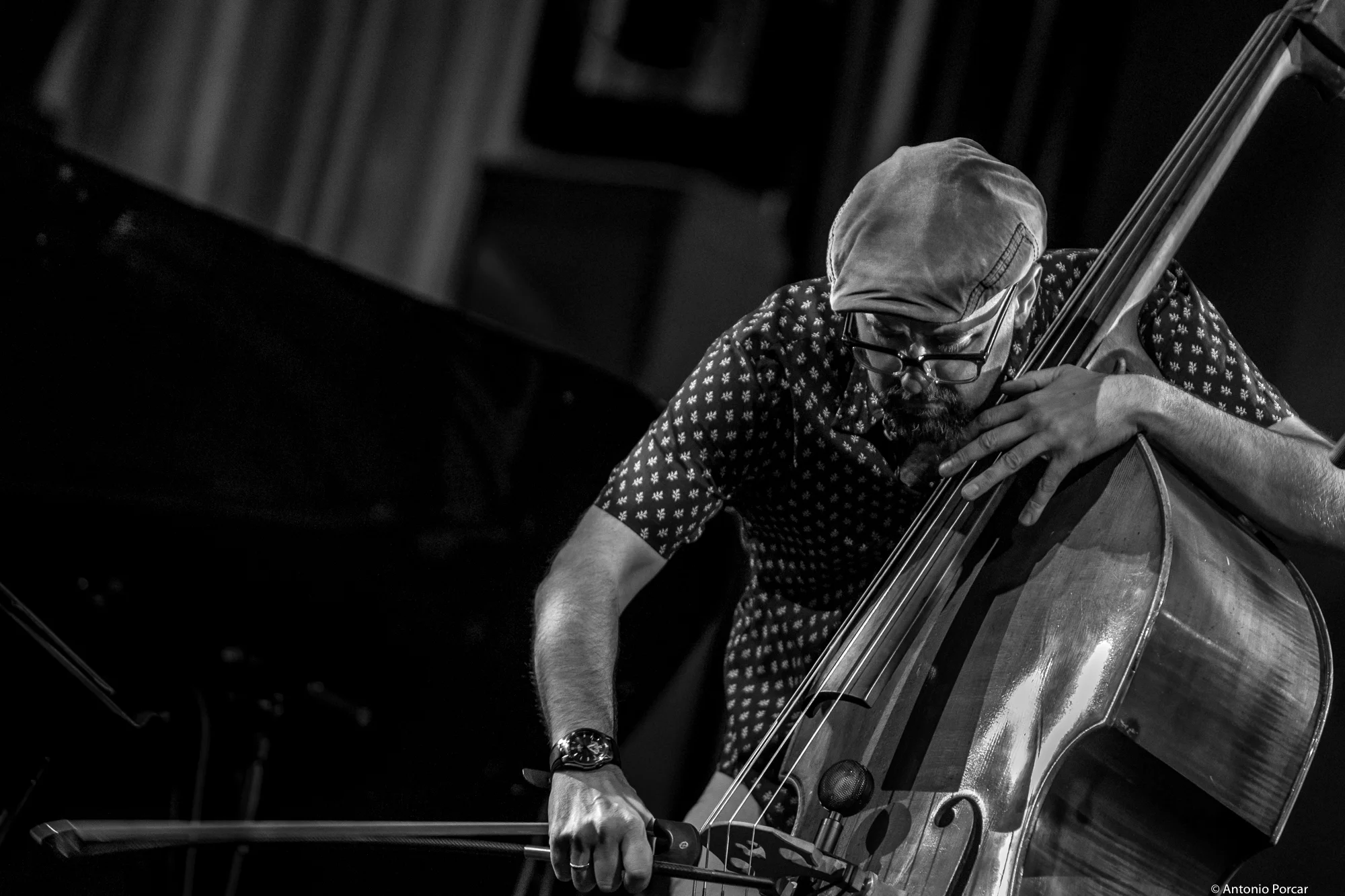 John Hébert, bassist, was born in New Orleans, Louisiana where he first began to study double bass with Bill Huntington. John attended Loyola University of New Orleans where he received a full scholarship. After two years of performing with many of New Orleans greatest musicians and performing at various clubs including the New Orleans Jazz and Heritage Festival he moved to the New York tri-state area to attend William Paterson University where he continued his studies under bassist, Rufus Reid and received a Bachelor of Music in Jazz Performance. Since graduating in 1995, John has lived in the New York City area and established himself as a highly sought after bassist. He has worked along side world famous artists such as Andrew Hill, Lee Konitz, Paul Bley, John Abercrombie, Kenny Wheeler, Paul Motian, Joe Maneri, Mary Havorson, Tomasz Stanko, David Liebman, Uri Caine, Greg Osby, Bill Stewart, Marc Copland, Fred Hersch, Toots Thielemans, Maria Schneider, and many others. In recent years, he has taken on the role of bandleader of various projects. His group Byzantine Monkey, released their first CD in June 2009 on the Firehouse 12 label. It was reviewed in Downbeat and received 4 stars. “On his first album as a leader he displays a sonic vision that’s all his own,” says Peter Margarsak. In 2010, John Hébert Trio released Spiritual Lover on the Clean Feed label to very positive reviews. According to Stuart Broomer, “it’s a trio of genuinely equal parts and plays music of great melodic strength.” In 2011, John formed his Rambling Confessions quartet which has performed at well known clubs such as The Stone and Jazz Gallery. He is also named in Downbeat’s 2006, 2007, 2008, 2009 and 2010 Critics Poll as a “Rising Star Acoustic Bassist.” Most recently in 2011, John won the poll as “Rising Star Acoustic Bassist.” From 2001 until Andrew Hill’s passing in 2007, John worked with Mr. Hill in various ensembles. John is also featured on Andrew Hill’s last Blue Note release, “Time Lines” which was awarded “Record of the Year” by Downbeat’s Jazz Critics Poll in 2006. John has also performed around the world at festivals such as the North Sea Jazz Festival, Tampere Jazz Festival, Montreal Jazz Festival, Moers Jazz Festival, Ear Shot Jazz Festival and San Francisco Jazz Festival. He can also be heard in some of New York City’s most renowned venues such as The Village Vanguard, Blue Note, The Jazz Standard, Birdland and Iridium. In 2011 John was awarded the French American Jazz Exchange Grant from the French Cultural Institute and Mid-Atlantic Arts Foundation for his work with Parisian pianist Benoit Delbecq and New York drummer Gerald Cleaver. The follow up to the trio’s first recording was released in January of 2014. The album entitled Floodstage on Clean Feed records has already gained much attention since its release. 2015 saw the latest release by John on the Sunnyside record label entitled “Rambling Confessions”. It features vocalist Jen Shyu, pianist Andy Milne and drummer Billy Drummond. The record has received much praise including 4.5 stars in Downbeat.