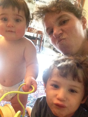 Trying to get baby Zara to make faces with us. 