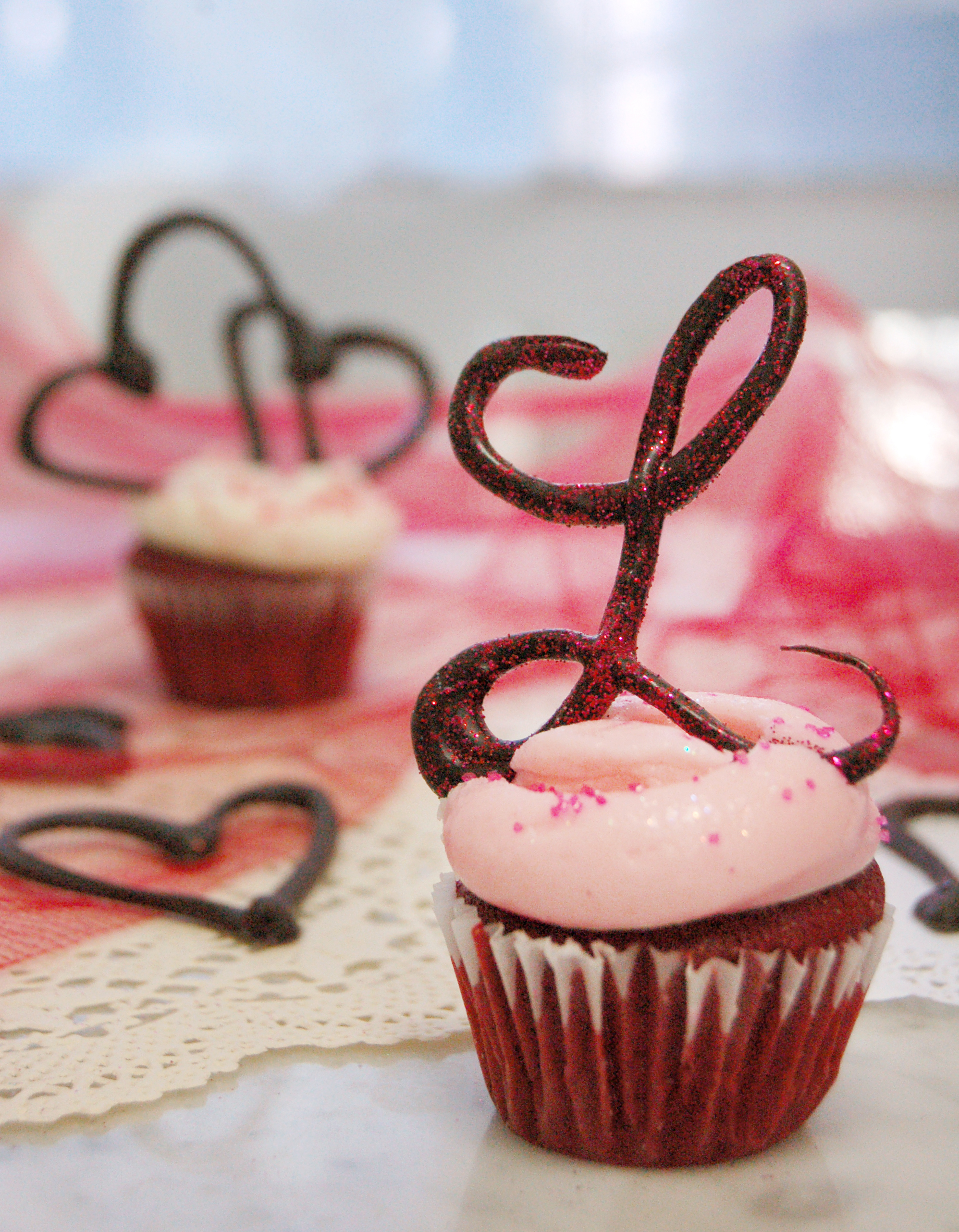 Chocolate Monogram Letter cupcake toppers