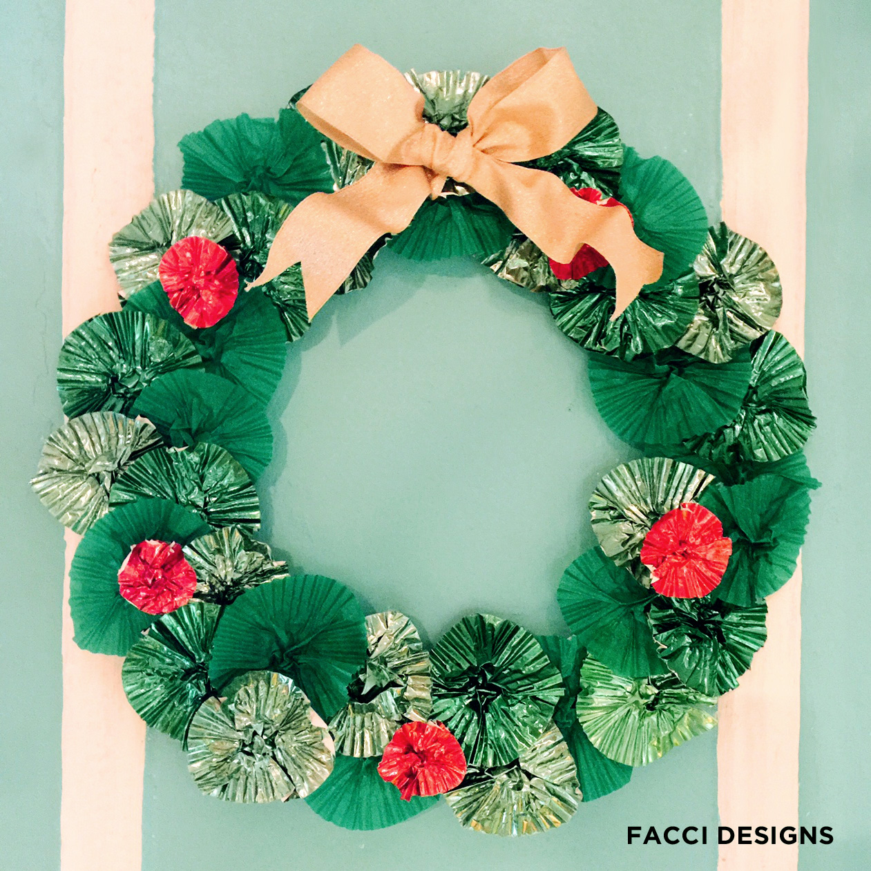 Cute cupcake wrapper holiday wreath