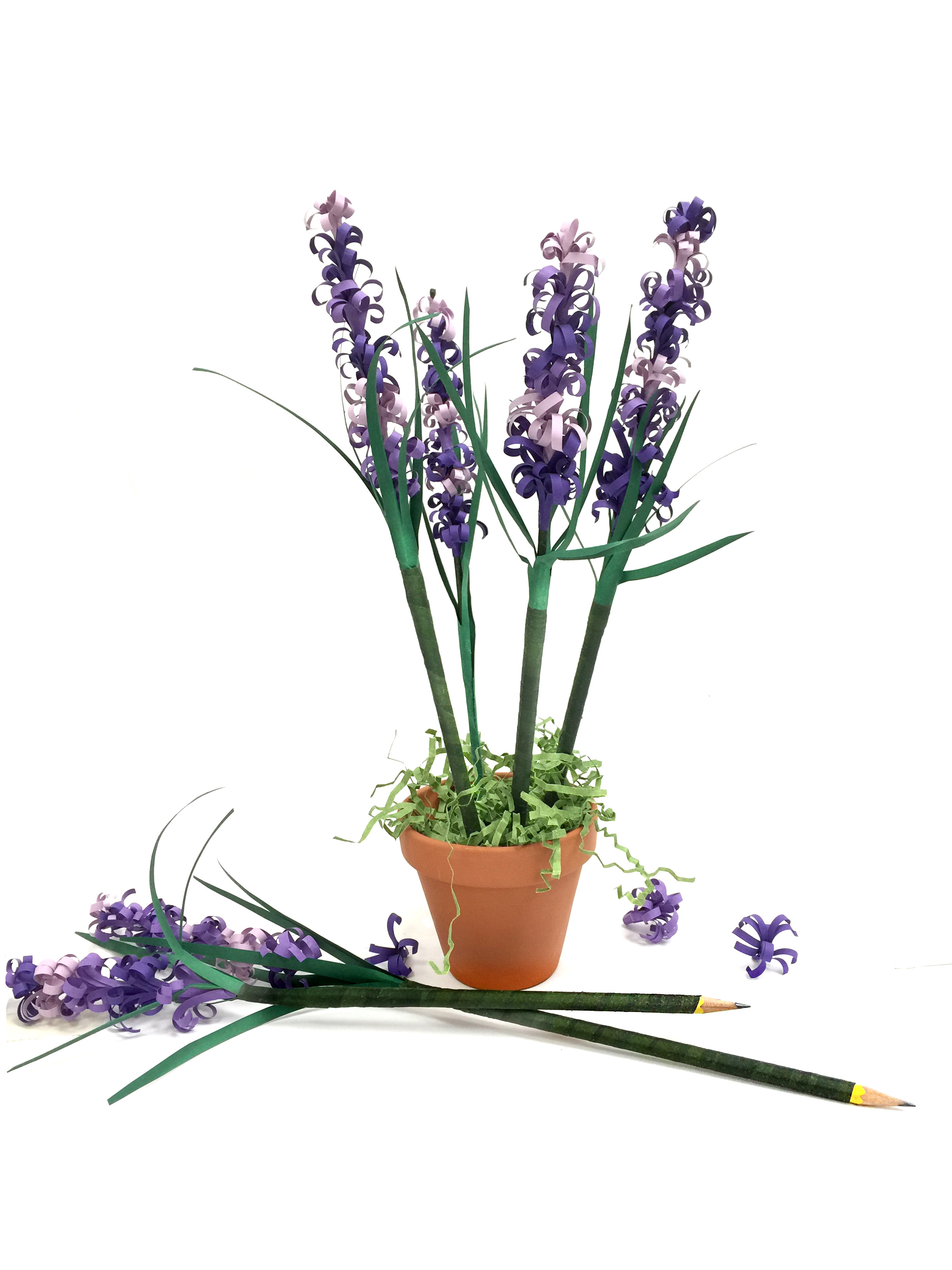 How to make paper lavender pencil toppers