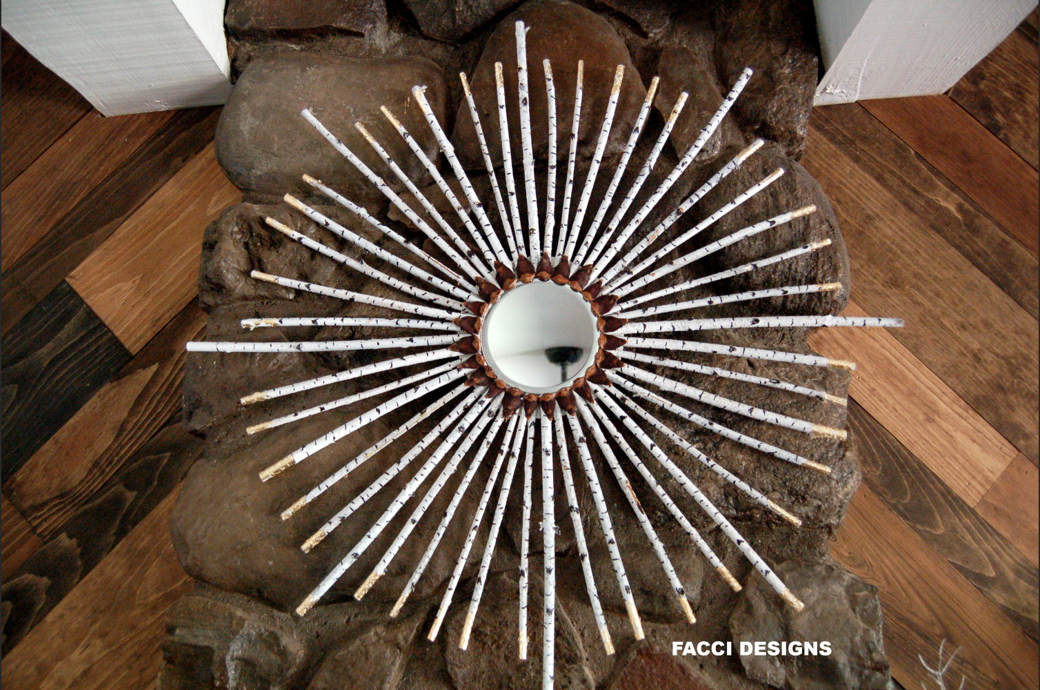 Faux Birch Branch Sunburst Mirror