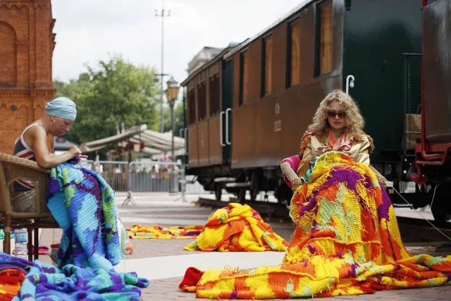 Olek is Currently Covering a Train in Crochet , BTW