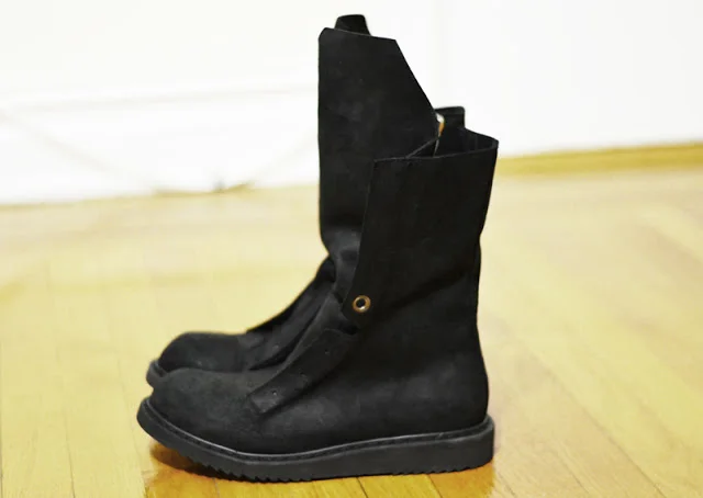 Black for Winter: Rick Owens Suede Hiking Boots