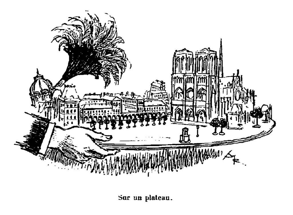 Albert Robida (1848-1926), L'île de Lutèce : enlaidissements et embellissements de la Cité (Paris: H. Daragon, 1905), p. 41 Crédits: Gallica - BnF Source: Lien