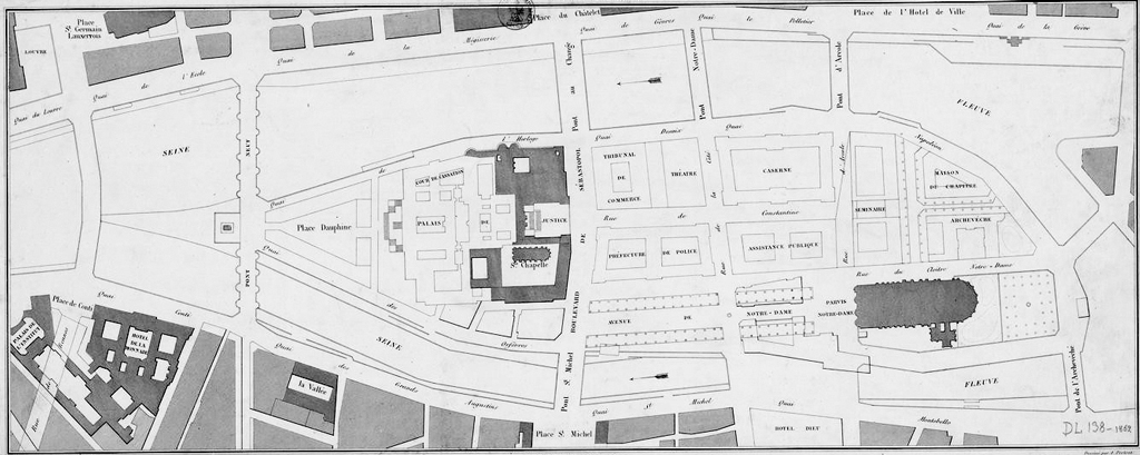Plan de la Cité / Dessiné par A. Portret, 1862 Crédit : BnF - Gallica Source : Lien