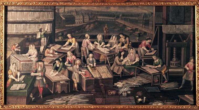 Anonyme, Manufacture de cartes à jouer dans une maison de la place Dauphine vers 1680 Musée Carnavalet Source: Lien
