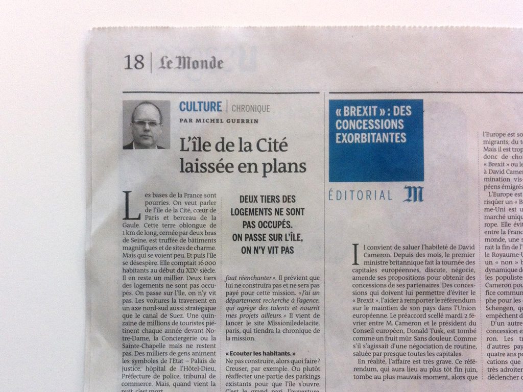 Le Monde (Feb. 06th of 2016) Source: Lien