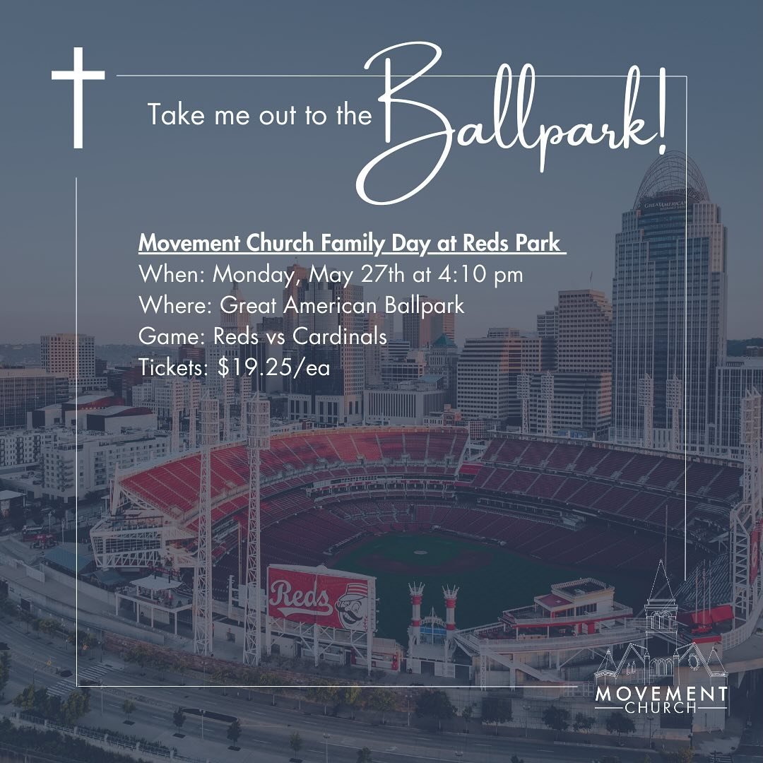 Who&rsquo;s ready for some baseball! ⚾️ We are headed to the ballpark for Movement Church Family Day on May 27th at 4pm. We&rsquo;ve blocked off tickets, so we can enjoy a day at the park together. Follow this link to purchase tickets: https://fevo-e