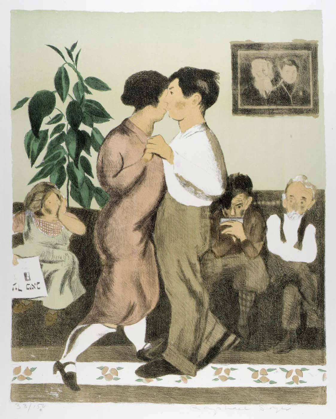 Raphael Soyers, The Dancing Lesson, 1965 color lithograph; Collection of The Grace Museum; Gift of Stephen & Jill Wilkinson