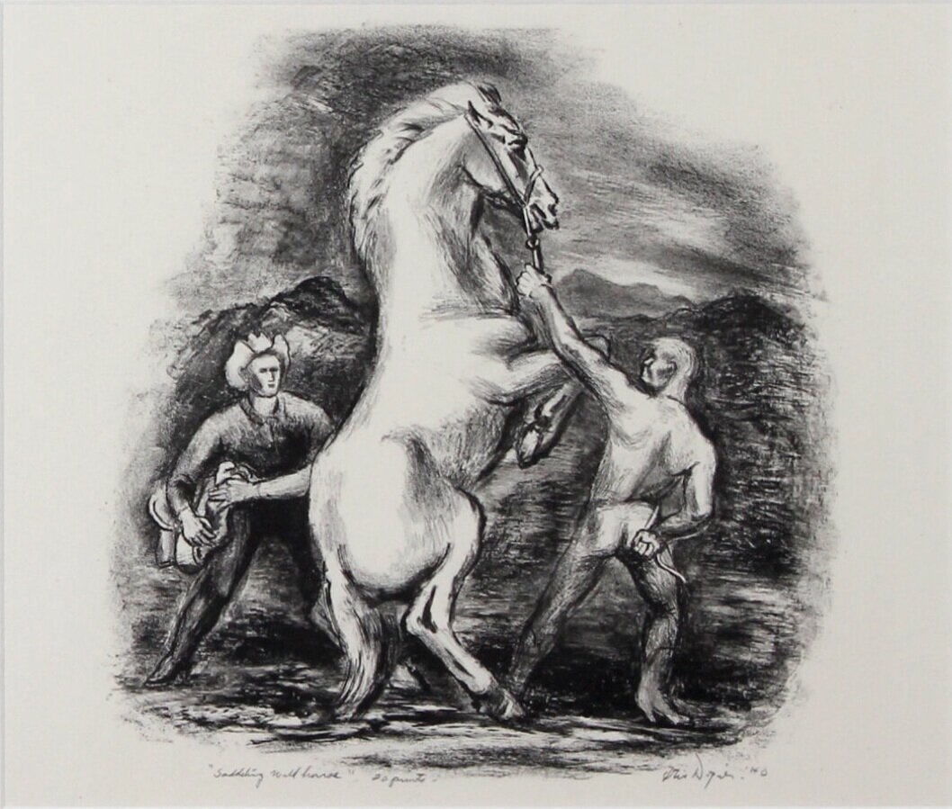 Otis Dozier, Saddling Wild Horse, 1940