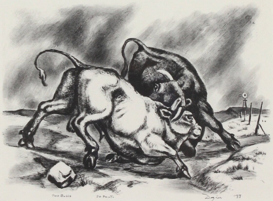 Otis Dozier, Two Bulls, 1937