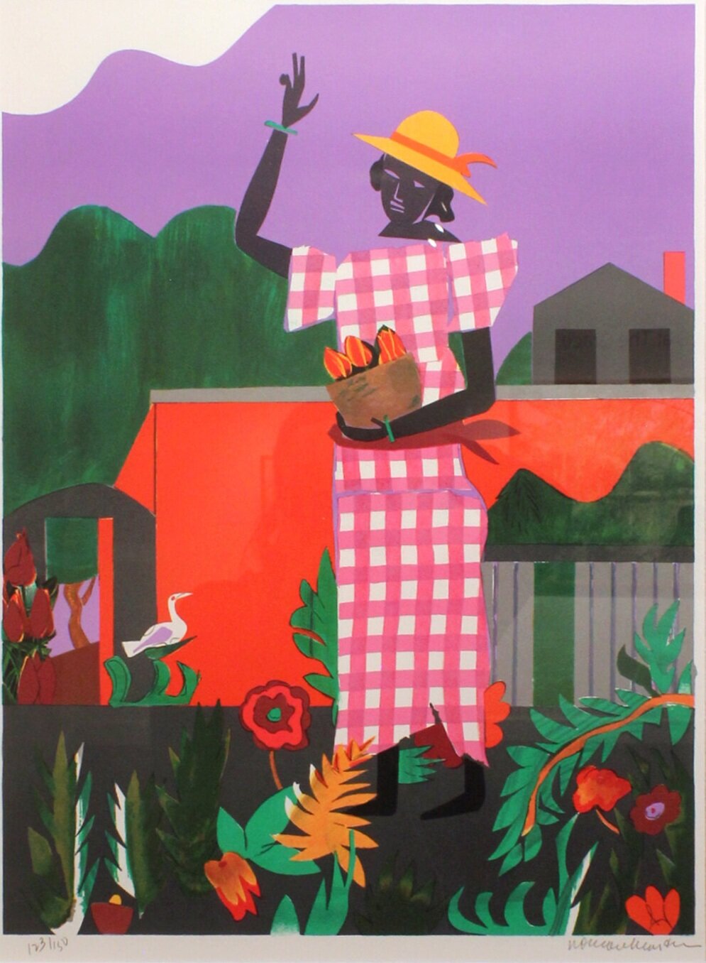 Romare Bearden, Girl In the Garden (from American Portfolio), 1979