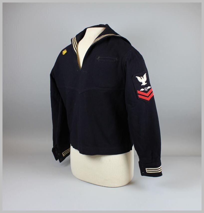 United States Navy Uniform Shirt, Belonged to Hal Pender, c. 1943-1946. Collection of the Grace Museum, Gift of Mrs. Martha Pender