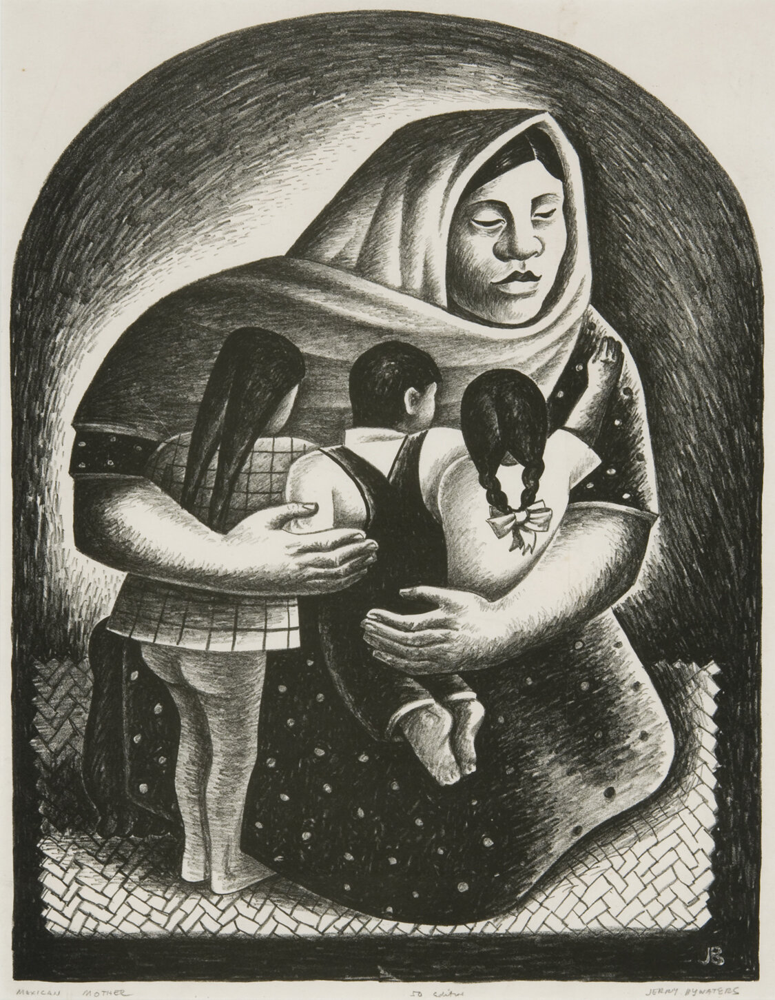 Jerry&nbsp;Bywaters, Mexican Mother,&nbsp;1936, lithograph, Collection of the Grace Museum, Gift of the 2016 Collectors Circle.