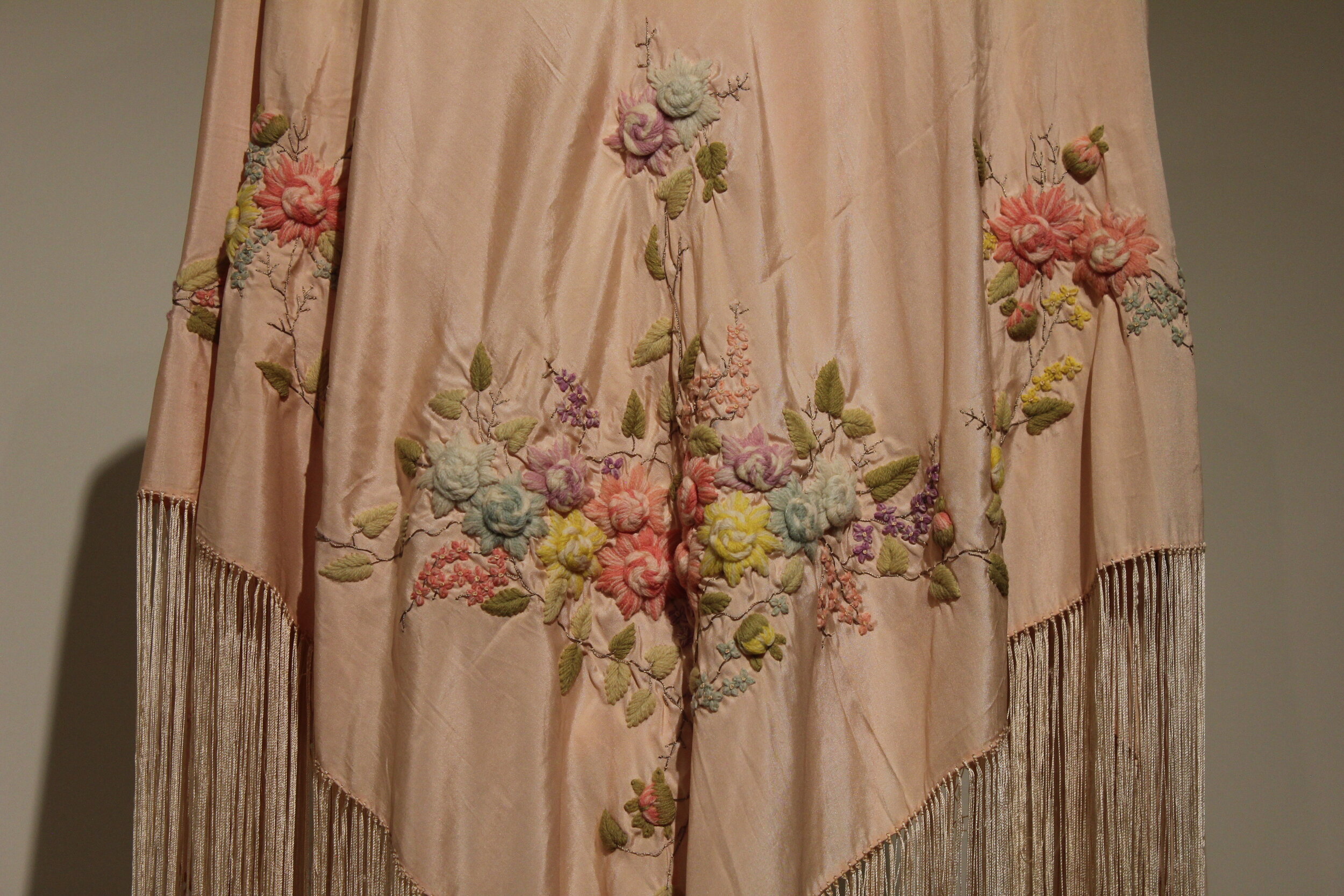 Piano shawl (detail), c. 1920s, silk, thread, Collection of The Grace Museum, Gift of Ms. Martha Pender