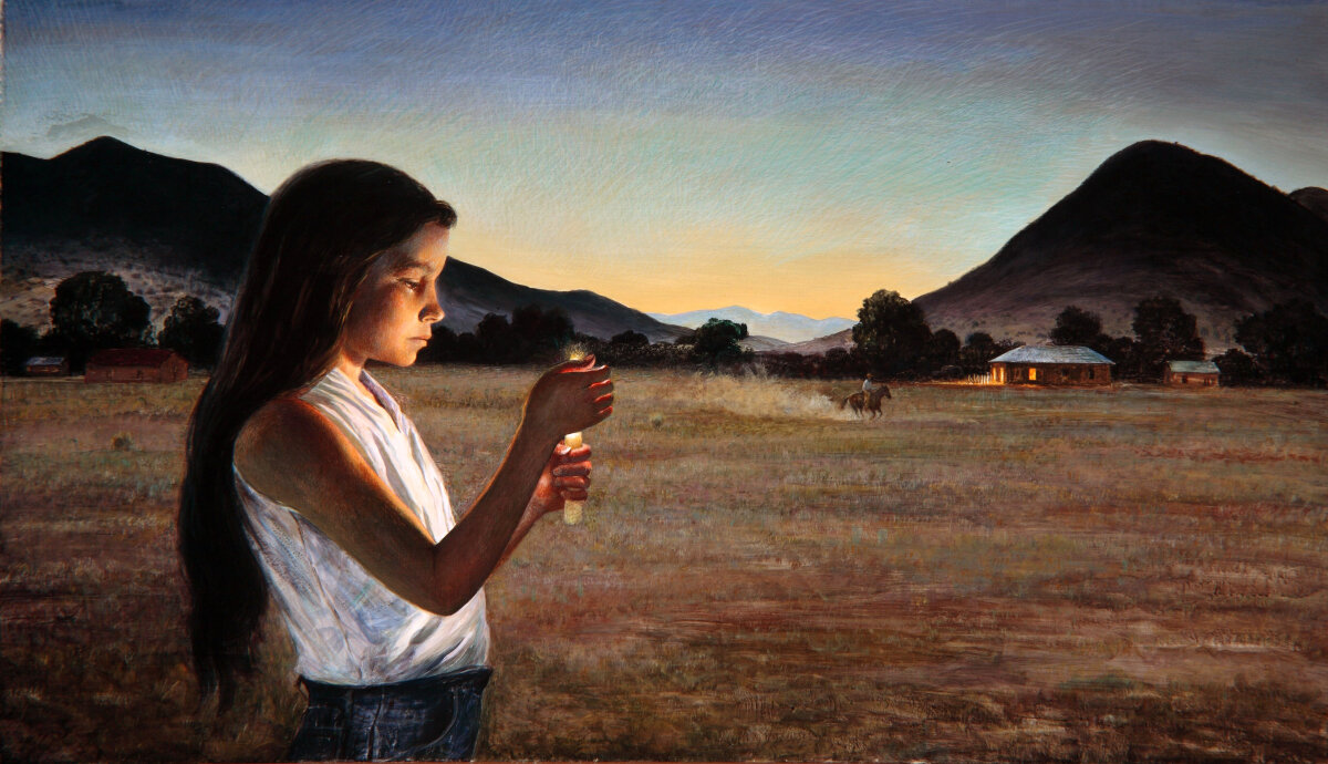 “Eve of Saint John” by Peter Hurd, 1960. Egg tempera on board, 28 by 48 inches. San Diego Museum of Art.