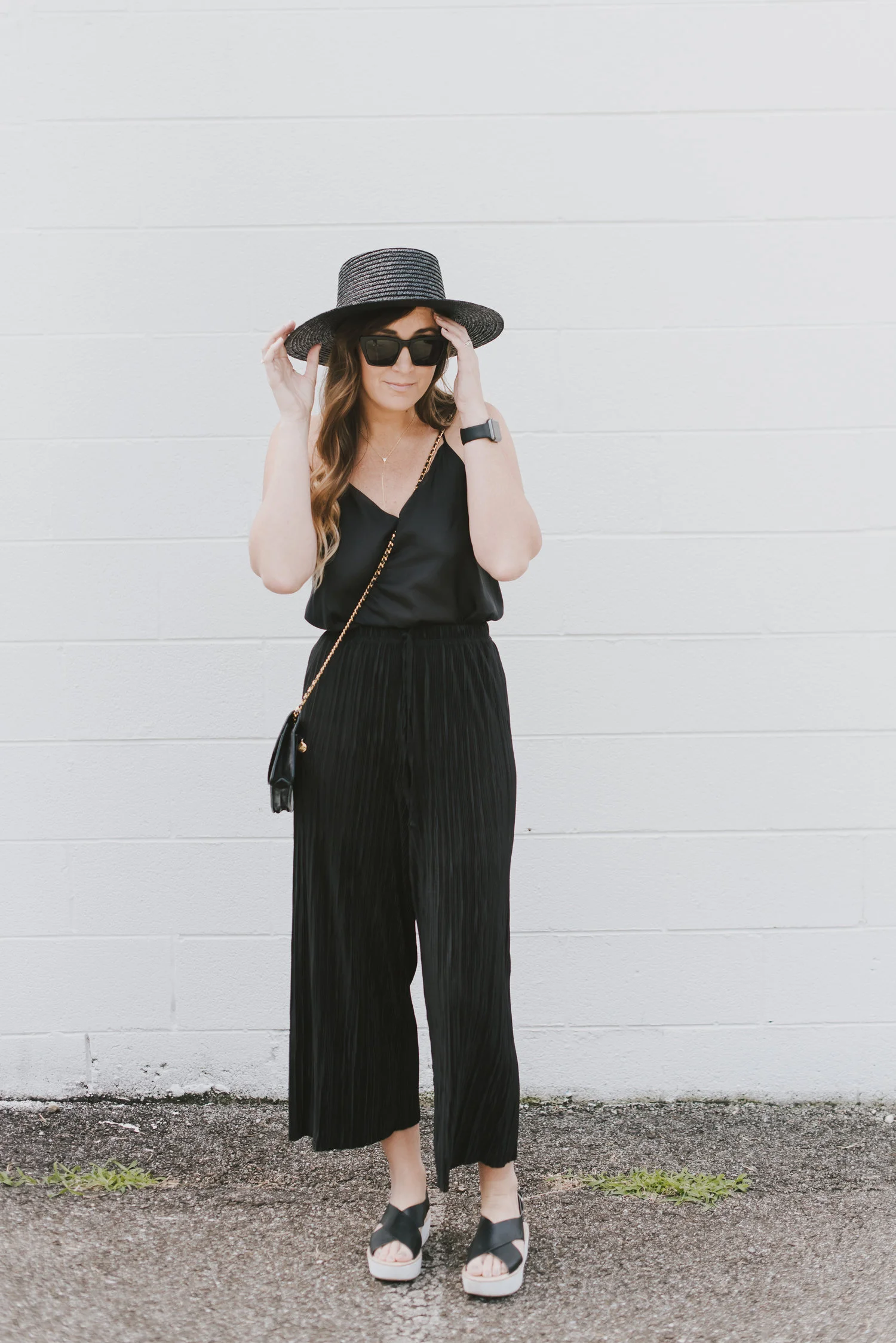 black culottes and black cami