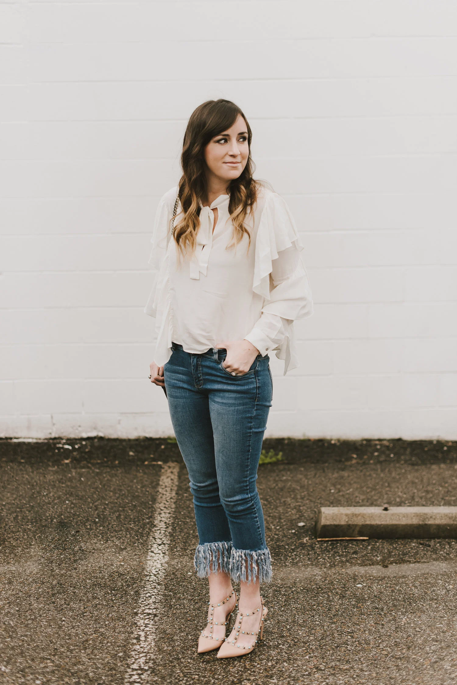 ruffled sleeves and rock studs