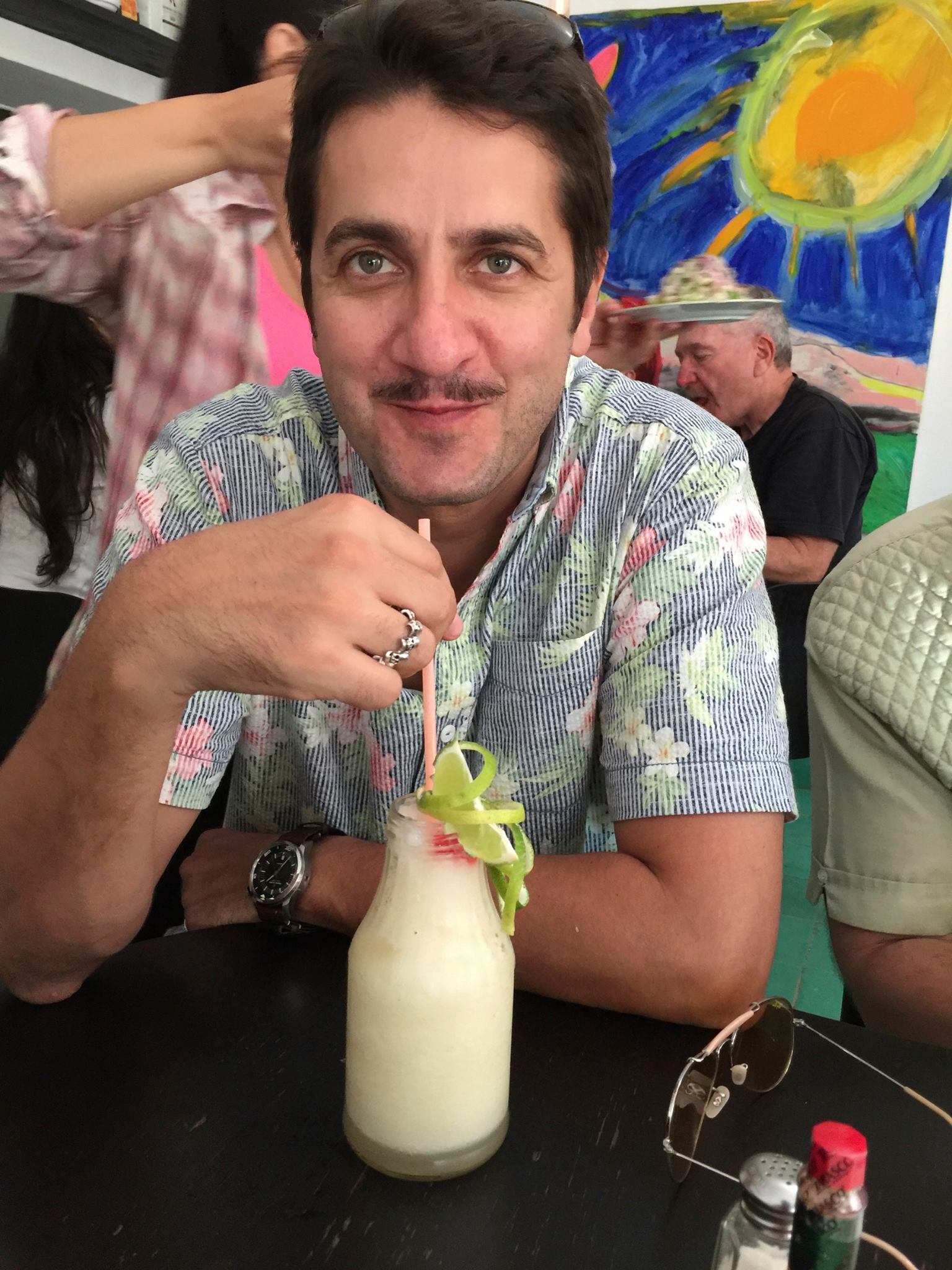 When Havana Club Rum is cheaper than water, the drinks were unbelievably good. Just 2 minutes after ridiculing Wiley for wanting a daiquiri, I switched to these lemon daiquiris which were probably the best drink of the entire vacation. And as for Emre, he pulled Cuba off in inspiring fashion. Look at that creepy mustache and floral print shirt. He's got CIA written all over him. 