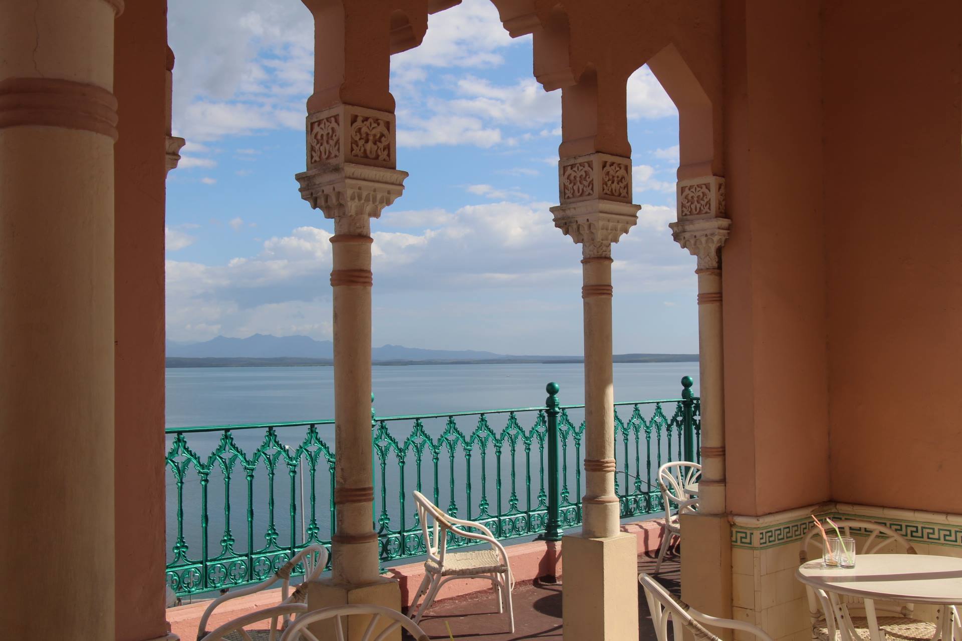   This is the view from a Spanish style house from an owner who wanted to bring some of the architecture of the Alhambra to Cuba. As beach towns go, Cienfuegos has fabulous views.  &nbsp;  