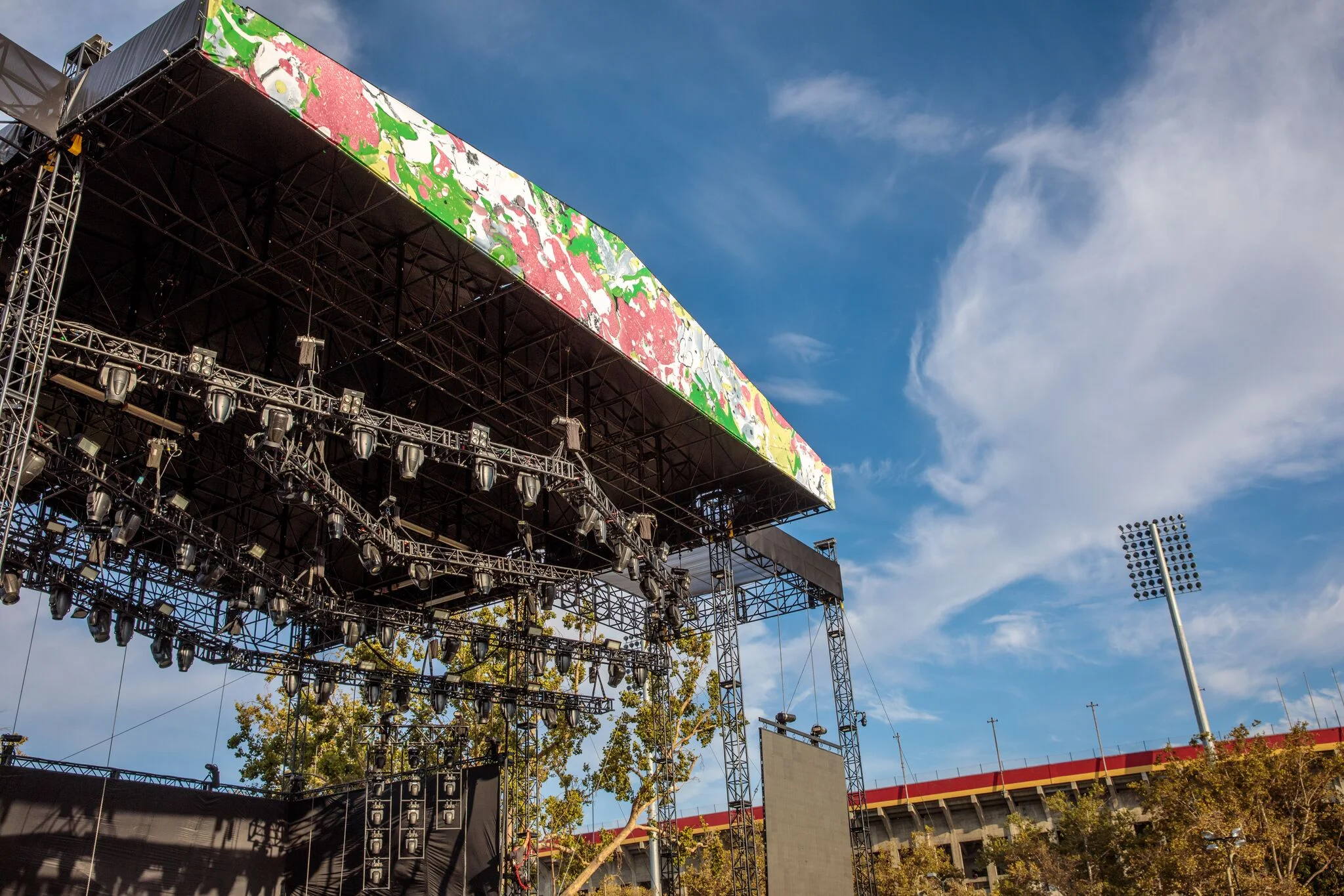 Lawn Stage - Vinyl banner scrim marbling, FYF Fest. 65 ft x 9.5 ft. (2017)