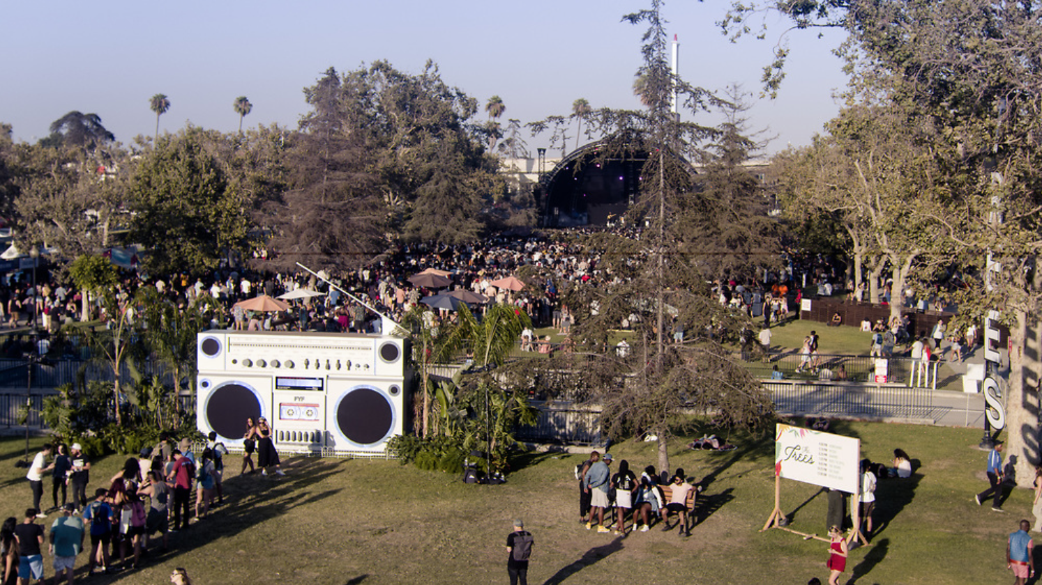 Creative Direction & Design - "Rainbow Radio" Boombox Installation, FYF Fest. 20 ft x 12 ft x 4 ft including audio and lighting. (2017)