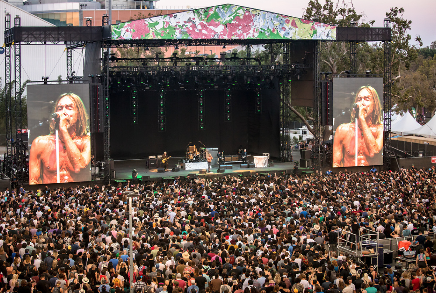 Lawn Stage - Vinyl banner scrim marbling, FYF Fest. 65 ft x 9.5 ft. (2017)