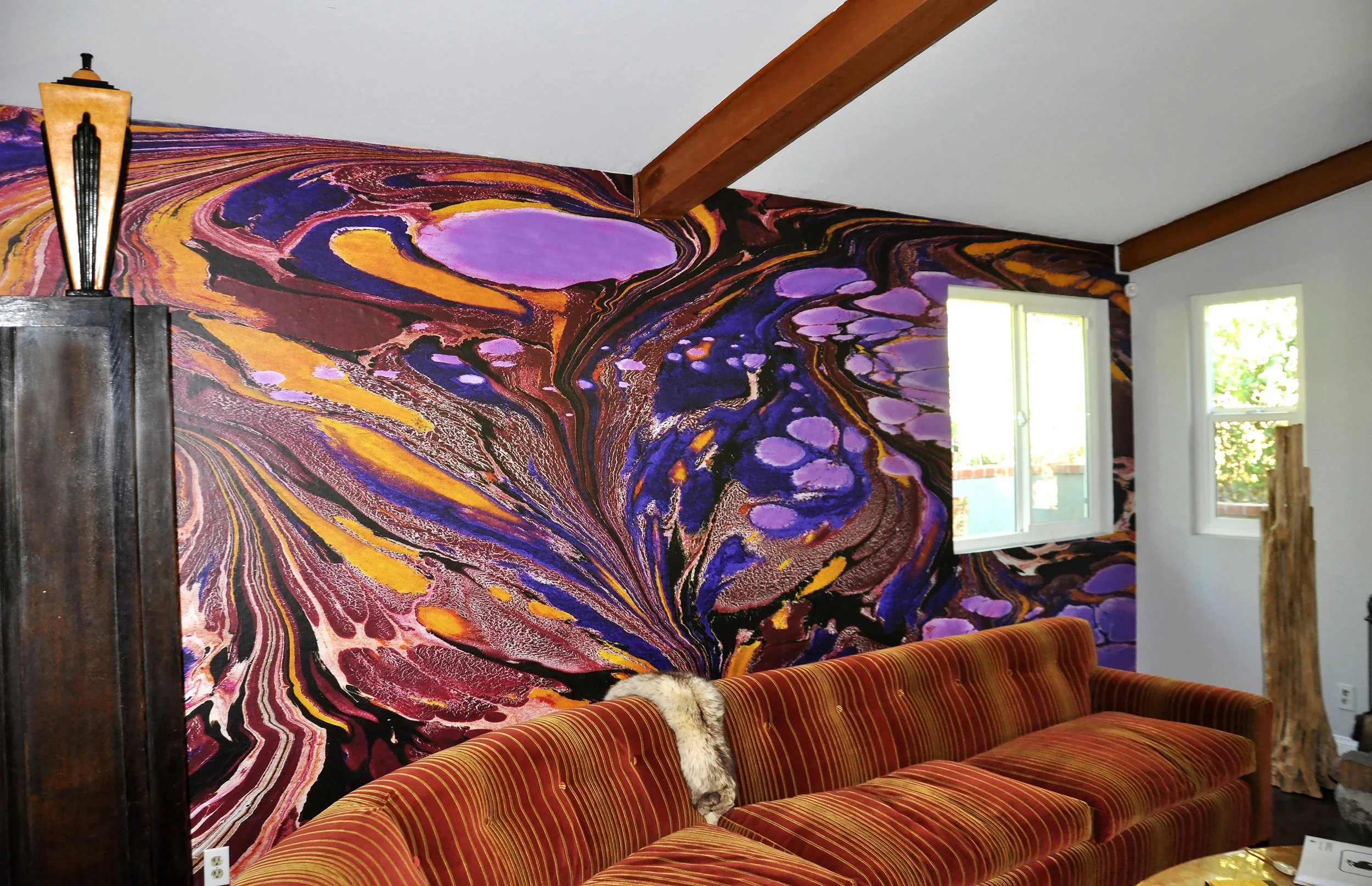 Marbled Mural Installation, Private Residence, Mount Washington, CA. 30 ft x 8 ft. (2017)