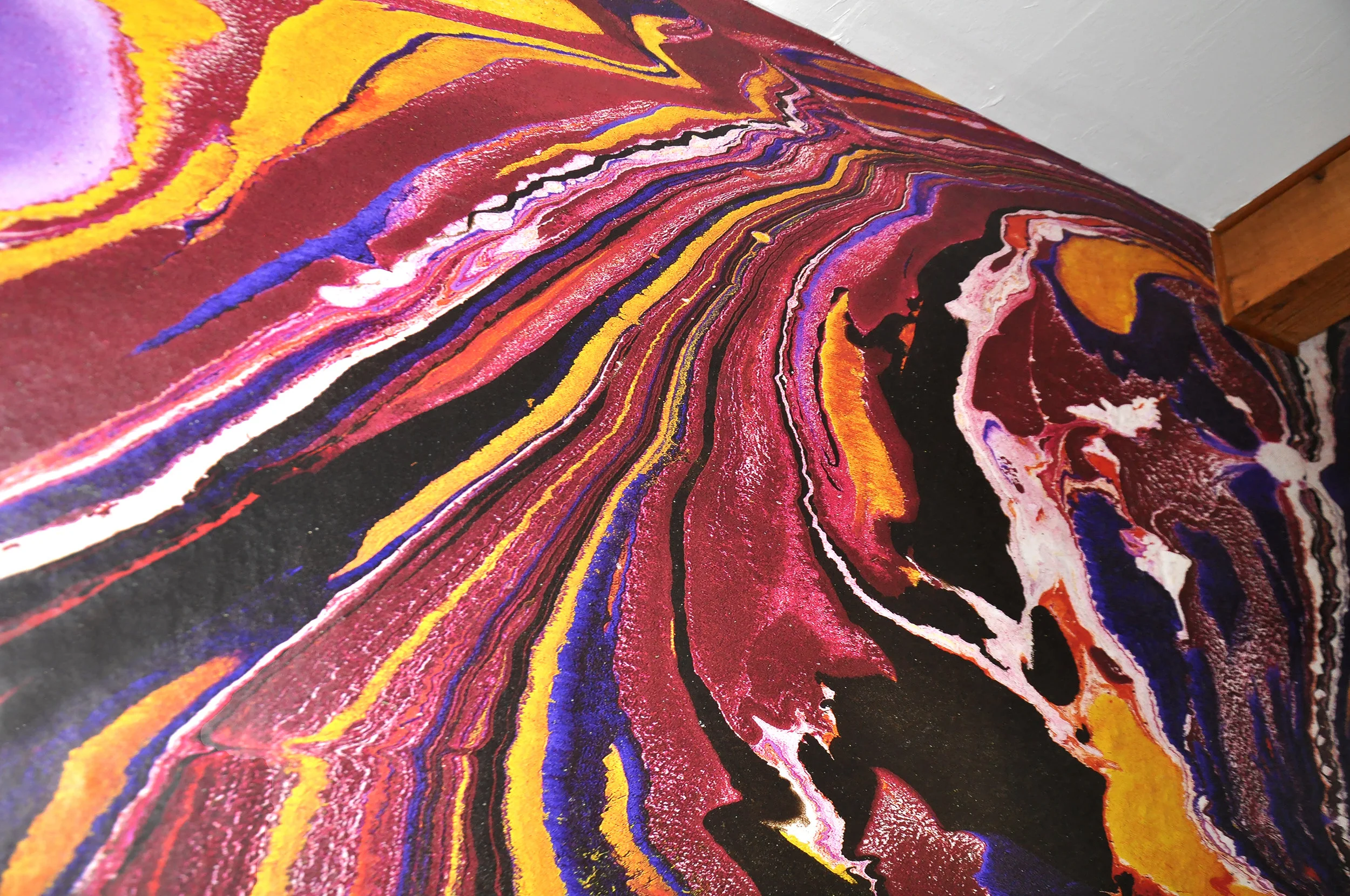 Marbled Mural Installation, Private Residence, Mount Washington, CA. 30 ft x 8 ft. (2017)