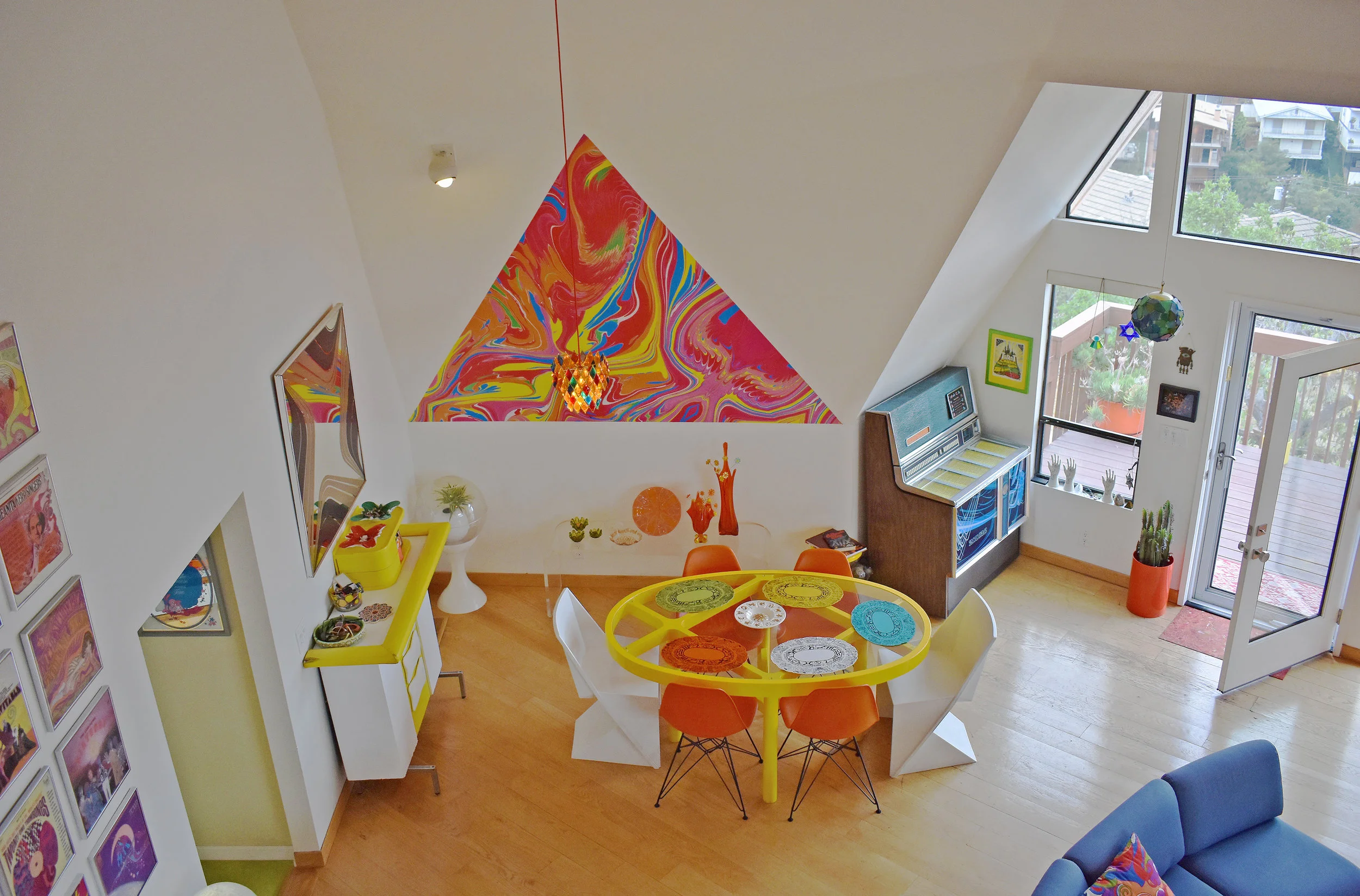 Marbled Mural Installation, Private Geodesic Dome Residence, Montecito Heights, CA. 9 ft x 6.5 ft. (2018)