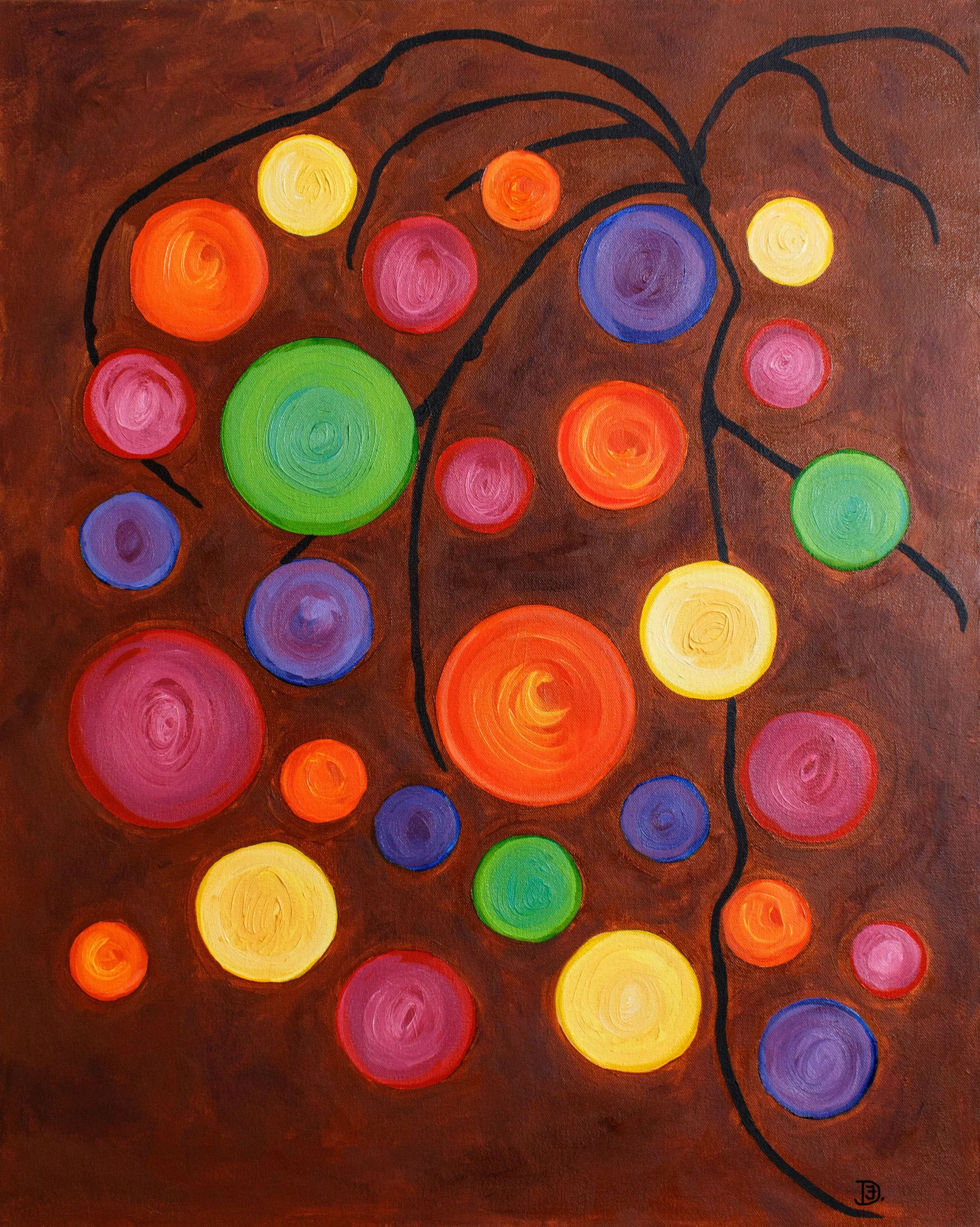 Falling Petals is an abstract floral painting. Brilliant rich colors and texture.