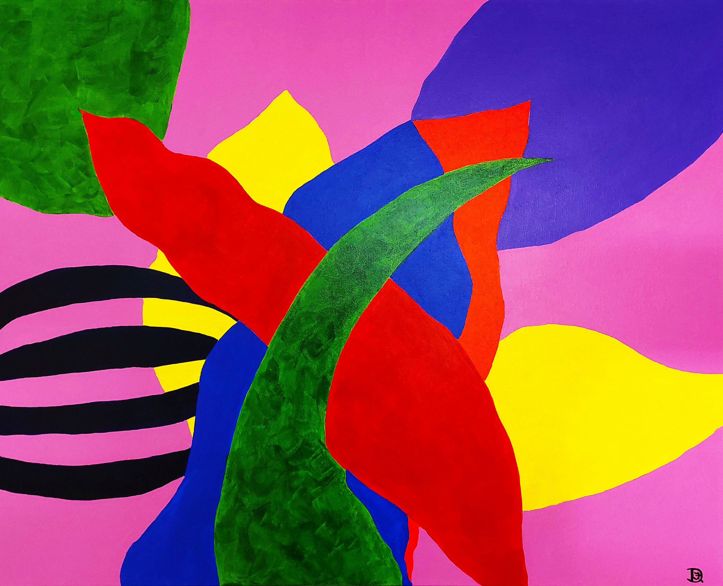 Modern abstract floral painting. Bright and vivid colors.