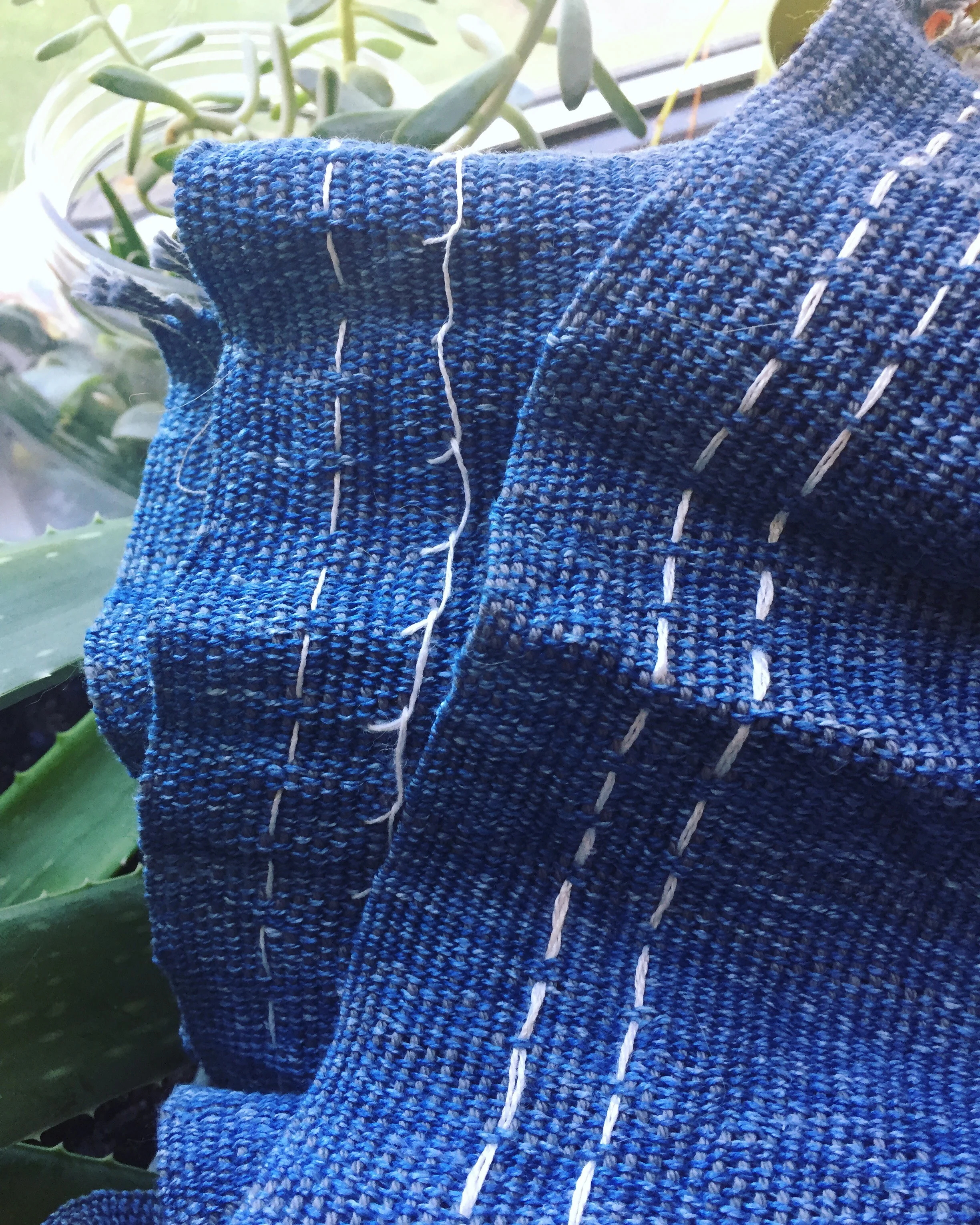 indigo woven wall hanging