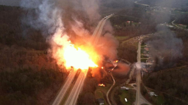 a pipeline explosion along interstate 77 in west Virginia