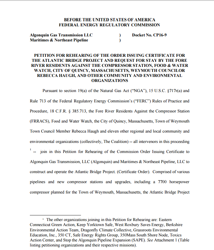 Press Release: Request for Rehearing Filed on Atlantic Bridge