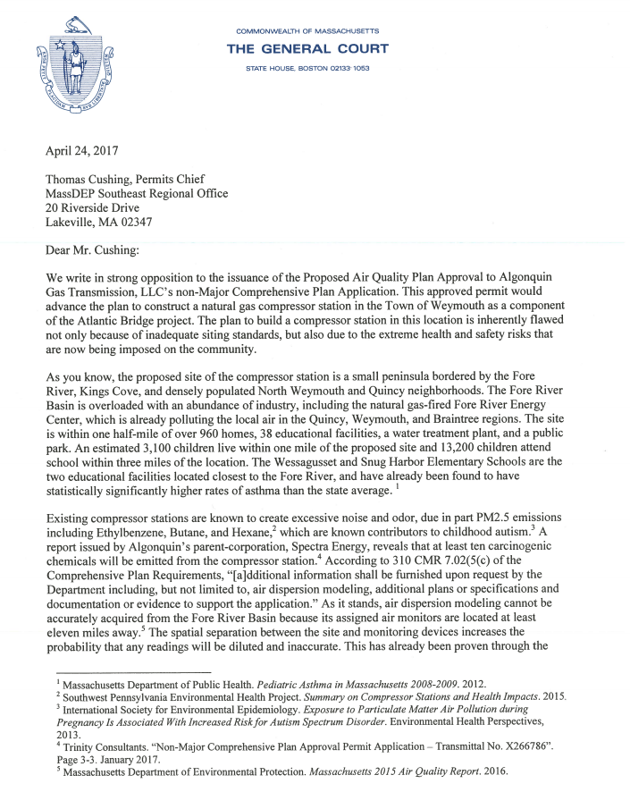 State Senators and Reps Submit Comments Opposing the Compressor