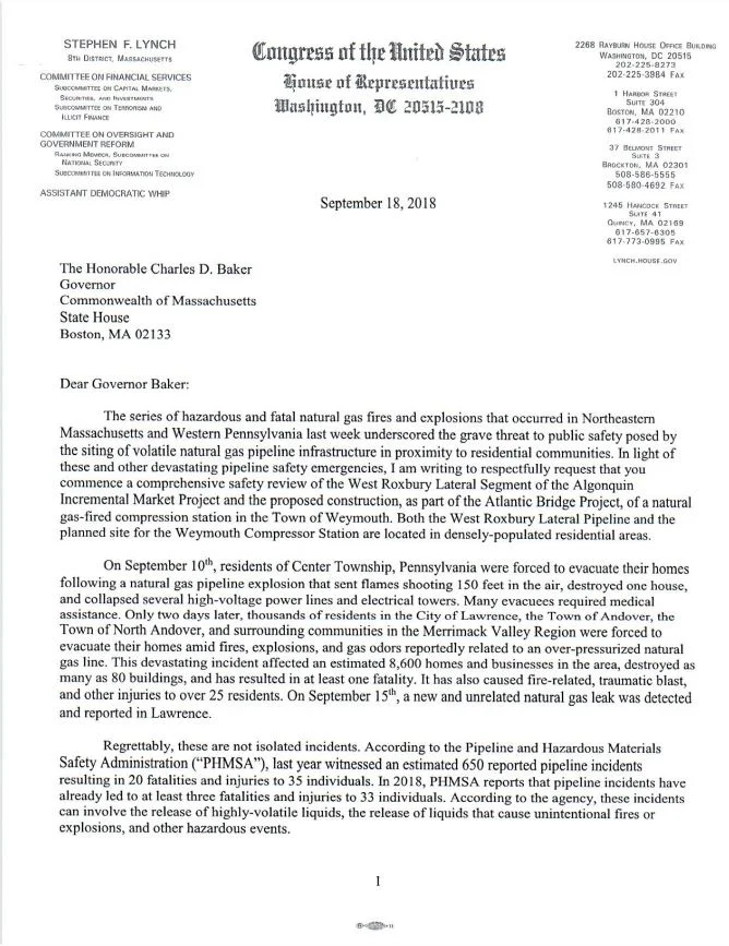 Congressman Lynch sends series of safety letters
