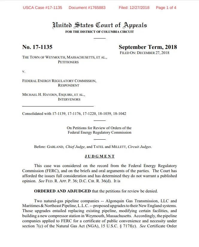 D.C. Circuit Denies our Federal Case Against FERC