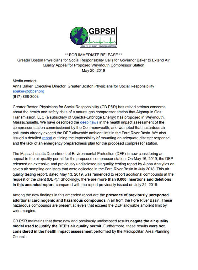 GB PSR Call for Baker Governor Baker to Extend Air Quality Appeal 
