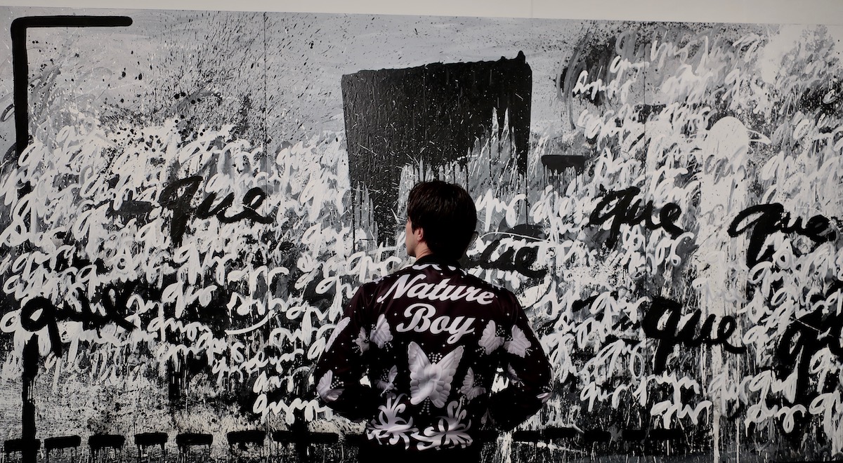 Spotted at LA Art Show 2019 with Brandon Michael (brandonchael) in front of Daniel Diaz-Tai piece Dialecto Gallery