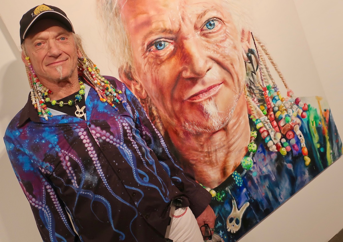 Spotted at LA Art Show 2019 with Sheldon Donig in front of painting by (johanartist) Johan Andersson at Art Unified
