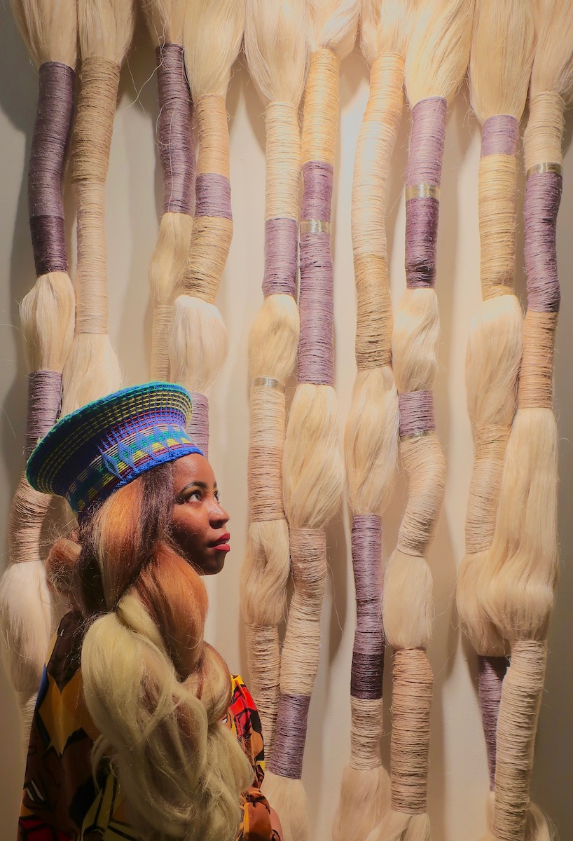 Spotted at the LA Art Show 2019 with Bonita (_bonita_applebum) in front of Alejandra Aristizbal wall hanging at Blinkgroup Gallery