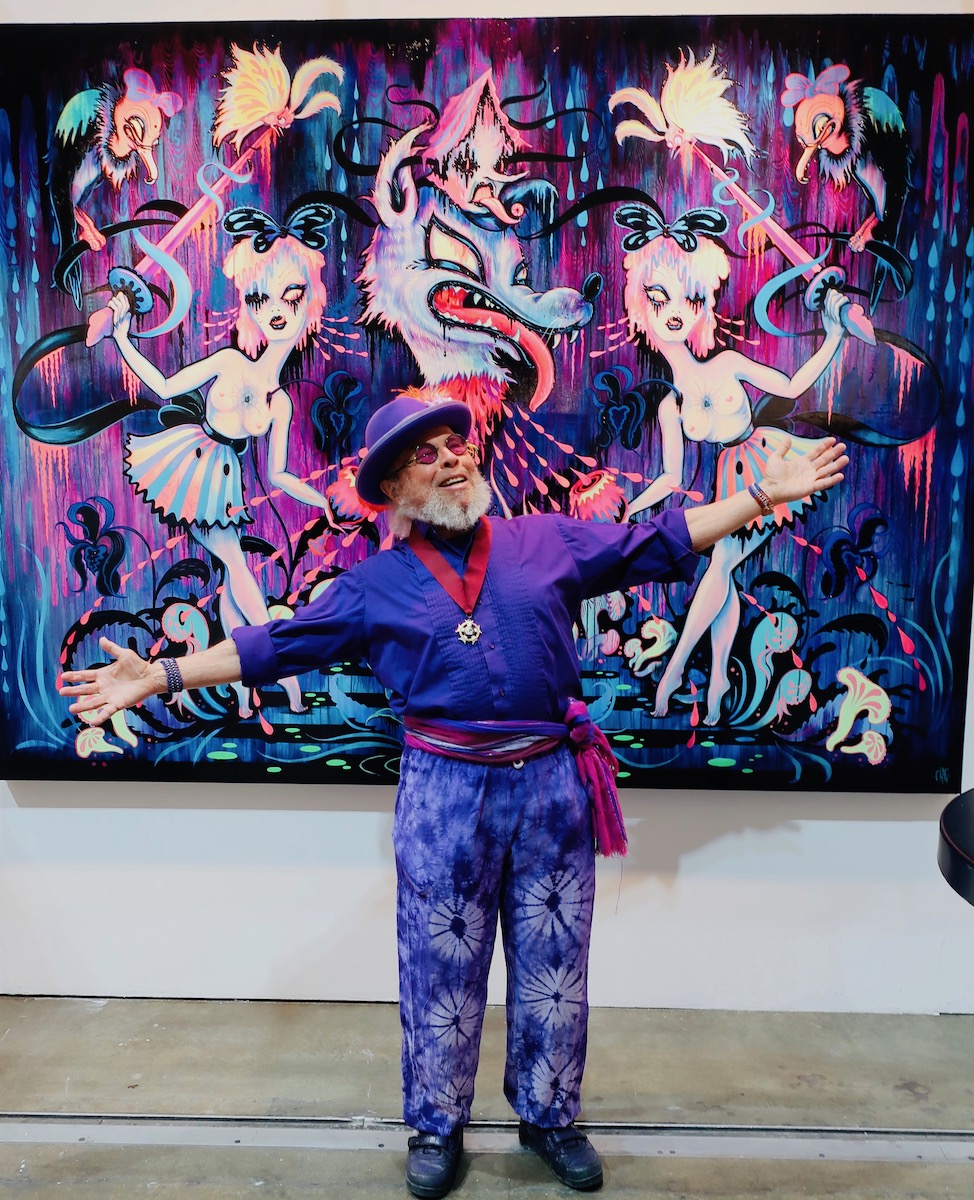 Spotted at the LA Art Show with Steve Fengel in front of Camille Rose Garcia painting at Corey Helford Gallery