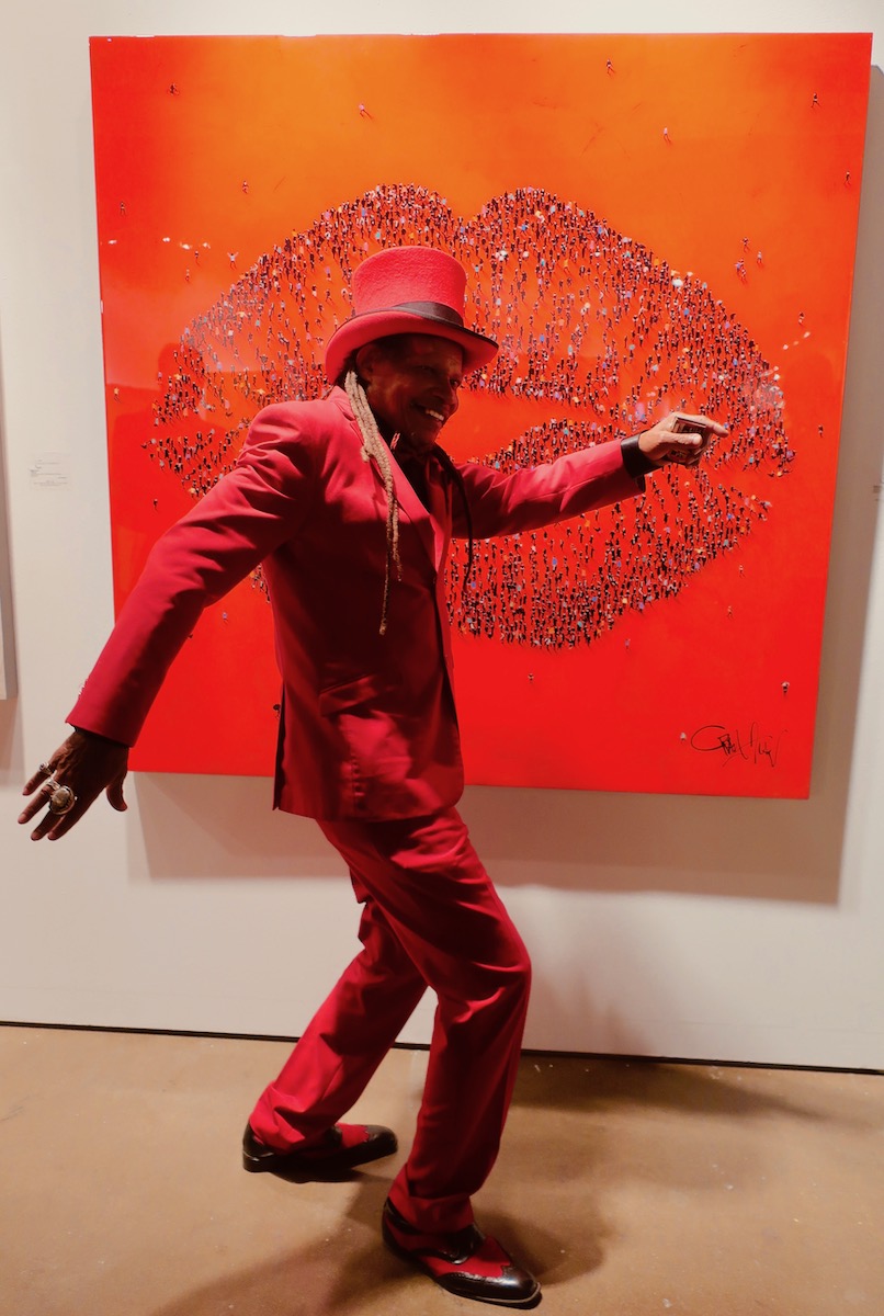 Spotted at LA Art Show 2019 with The Original Shake in front of Craig Alan media painting at Connect Contemporary