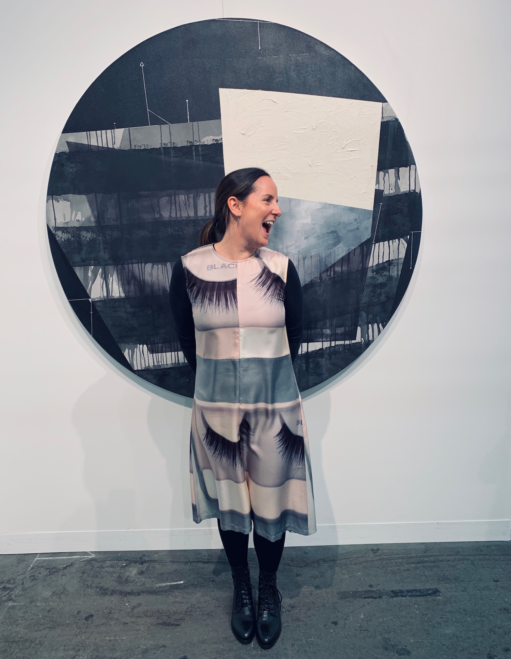 Spotted at Armory Show 2019 with Betsy (betsybeierle) in front of Torkwase Dyson painting at Rhona Hoffman Gallery