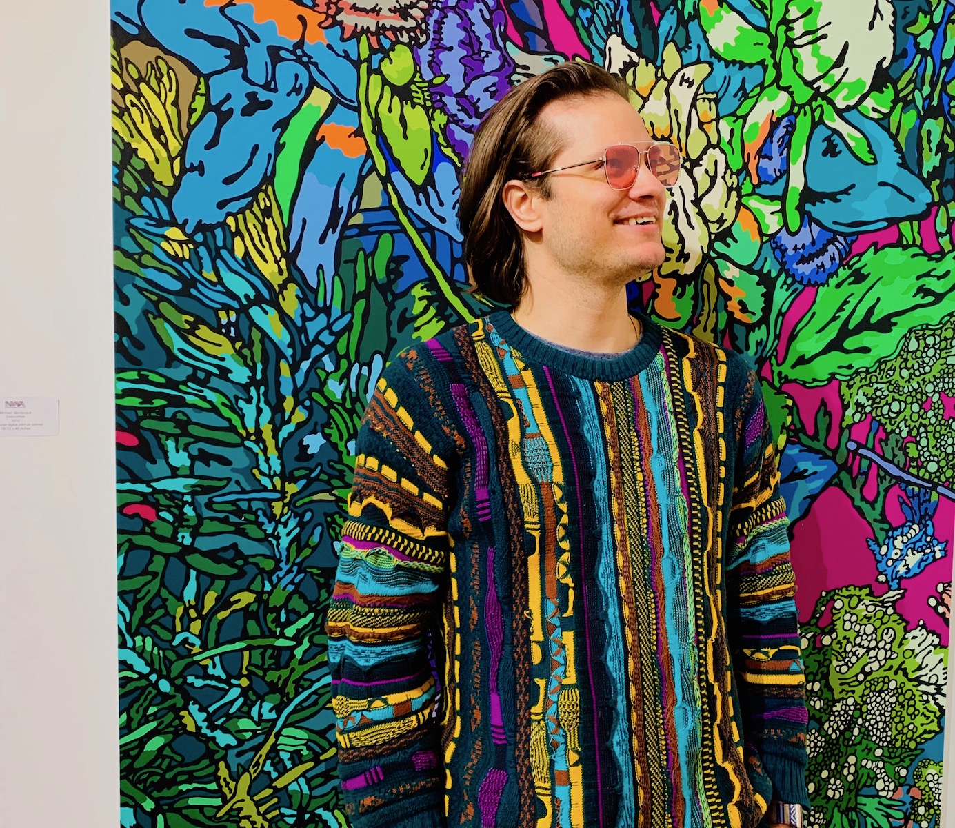 Spotted at Scope NYC 2019 with Brandon Borm in front of Louis Granet panting at Neumann Wolfson Art
