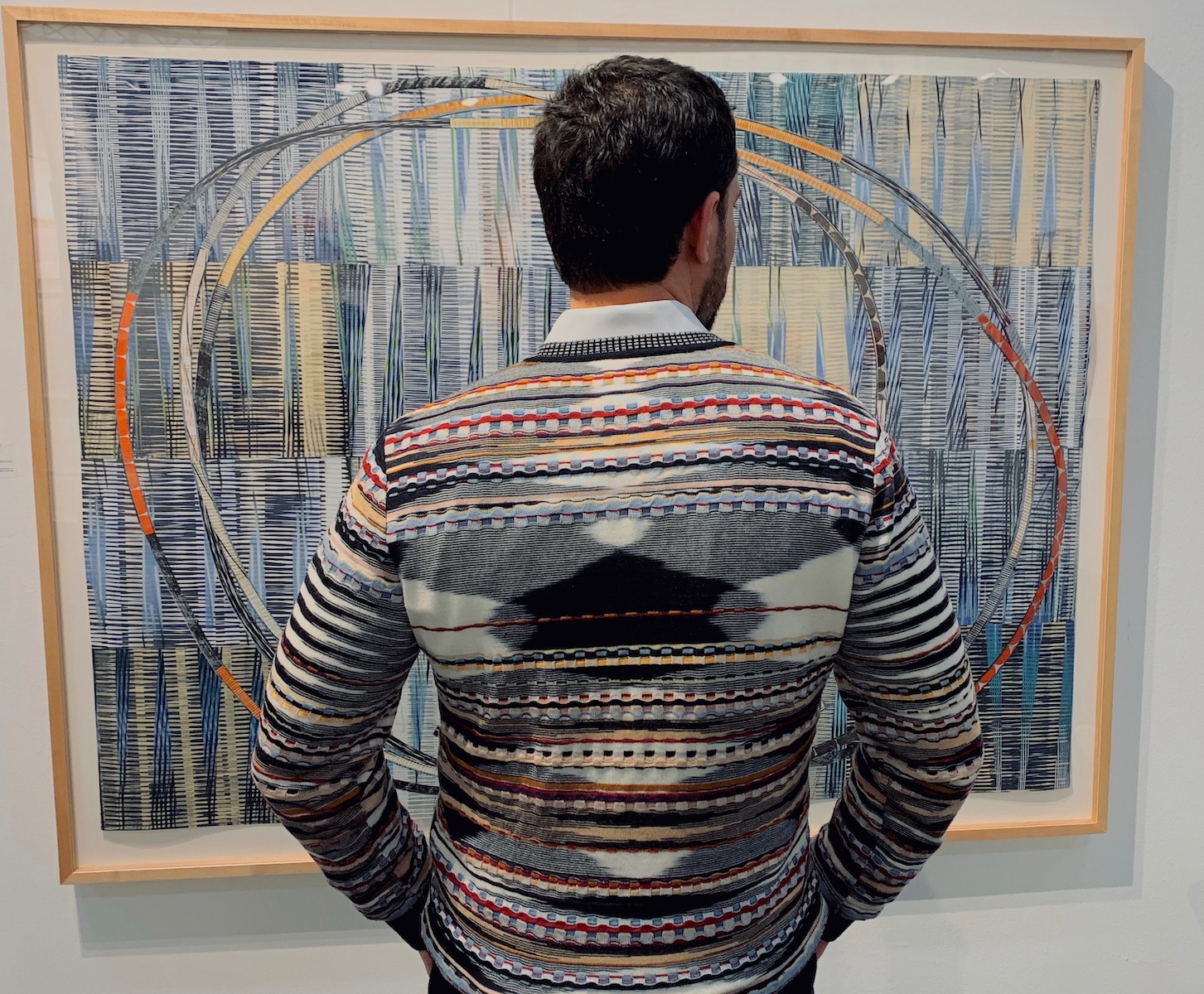 Spotted at Art On Paper with Troy Seidman (lovecaviar20) in front of Steven Ford collograph at Dolan/Maxwell